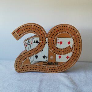 Vintage Wooden Mister 29 Cribbage Board with Cards & Pegs